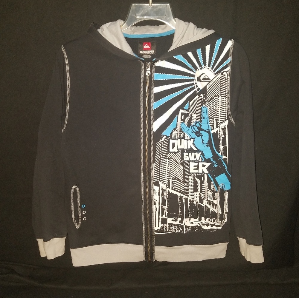 Boys Zip Hoodie with Faux Mohawk Black Blue Gray
